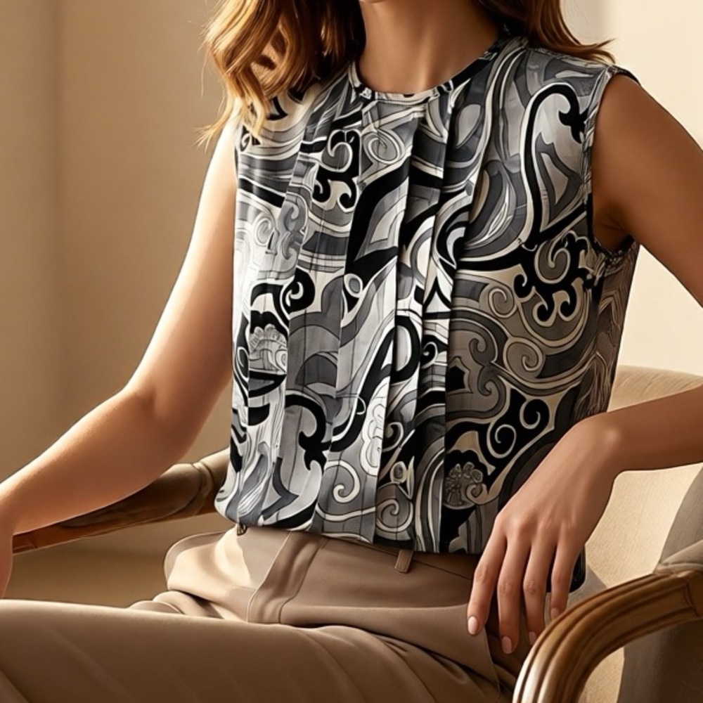 Bespoke Sleeveless Pleated Top